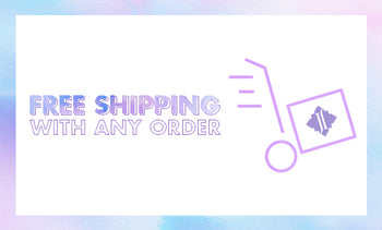 June Jacobs free shipping banner with delivery icon and text free shipping with any order on white background